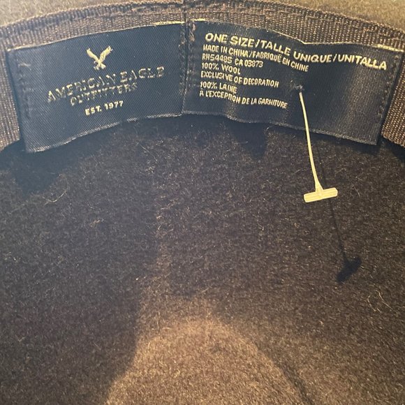 AMERICAN EAGLES OVERSIZED BLACK FLOPPY HAT WITH FEATHER TRIM - Picture 4 of 5